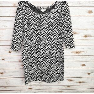 Dressbarn Women's Dress Black White Chevron Mini Short‎ Size 8